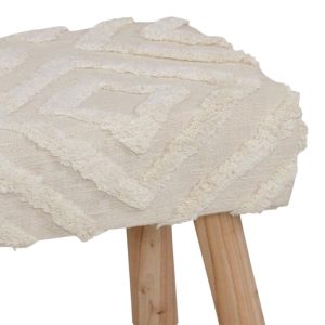 Σκαμπό απο  100% βαμβάκι σε λευκή απόχρωση και ξύλο ευκαλύπτου 60x30x40εκ