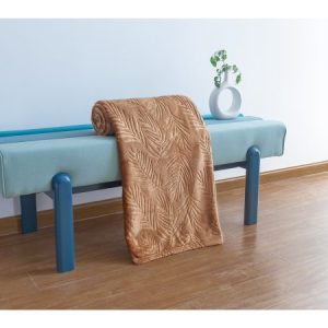 Κουβέρτα φύλλα ανάγλυφη 150x200cm καφέ