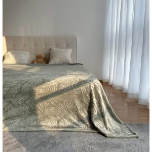 Κουβέρτα φύλλα ανάγλυφη 150x200cm πράσινο