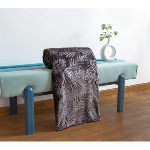 Κουβέρτα φύλλα ανάγλυφη 150x200cm γκρι