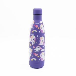 Happy Unicorns παιδικό ανοξείδωτο θερμός 500ml μωβ με βιδωτό καπάκι & Soft Υφή